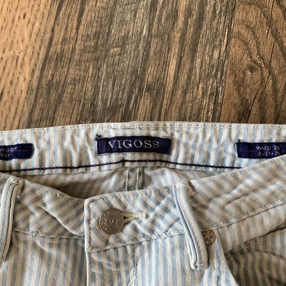 Vigoss Women's size 28W/29L Blue & White  "The Jagger" Skinny Striped Jeans - Picture 4 of 10